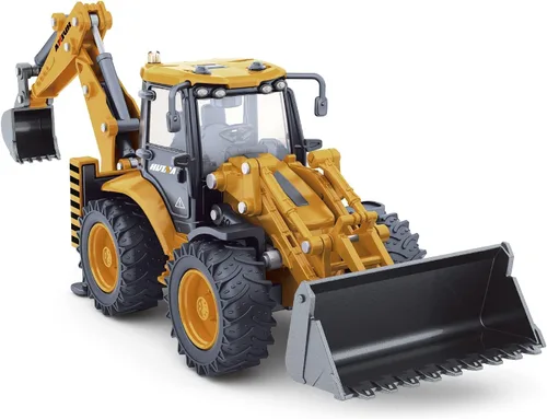 Dollox Excavadora de Fundición a Presión Retroexcavadora Cargadora Frontal Camión 1/50 Vehículo de Ingeniería de Metal Construcción Modelo de