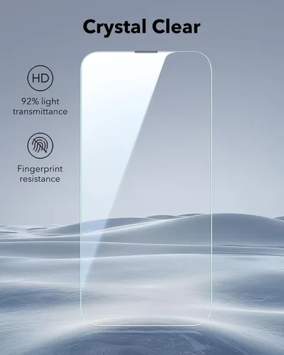 Vista 8 de ESR Paquete de 3 protectores de pantalla para iPhone 14 Pro, grado militar, inastillables, dureza 9H, vidrio templado de cobertura completa