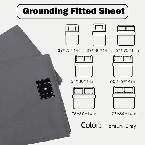 Vista 7 de Grounding Sheets - Sábana bajera ajustable para cama individual XL, bolsillo profundo, 90% algodón, 10% fibra plateada, sábanas conectadas a tierra