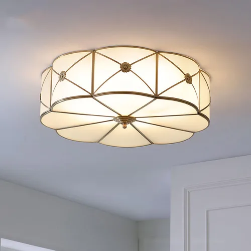 Vista 13 de Lámpara de techo empotrada de latón, lámpara de techo LED con 3 luces en forma de flor, pantalla de vidrio esmerilado, luz moderna cerca de techo