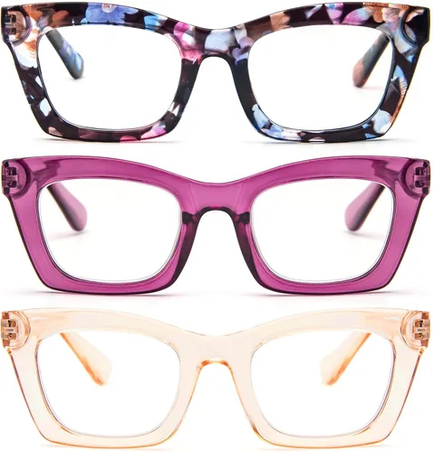 Vista 16 de REAVEE Oprah Style - Lentes de lectura para mujer, bloqueo de luz azul, elegantes y de gran tamaño, bisagra de resorte