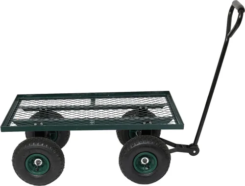 Vista 5 de Outvita Carrito de jardín de cubierta de metal con neumáticos de aire de 10 pulgadas, carrito de carro resistente para granja, patio y carga (verde)