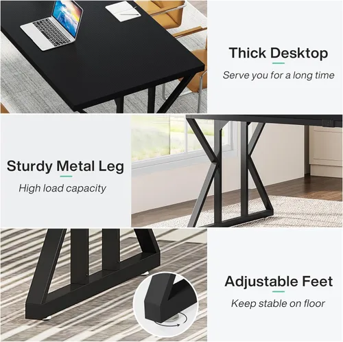 Vista 8 de Tribesigns - Escritorio ejecutivo de 78.7 pulgadas, escritorio grande para computadora de oficina, estación de trabajo, escritorio moderno