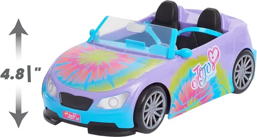 Vista 6 de JoJo Siwa California Cruiser, coche de muñeca, teñido anudado arcoíris, se adapta a dos muñecas de moda