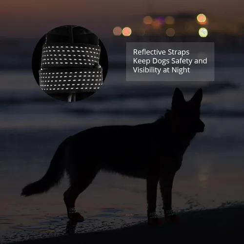 Vista 4 de Botas de nieve antideslizantes para perros, zapatos para perros grandes, botas de invierno impermeables con correas reflectantes, protectores