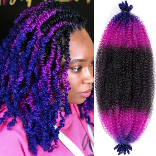 Vista 30 de 3 paquetes de cabello rizado afro elástico de 10 pulgadas, cabello trenzado Marley Twist 1B preseparado de ganchillo sintético suave para rastas