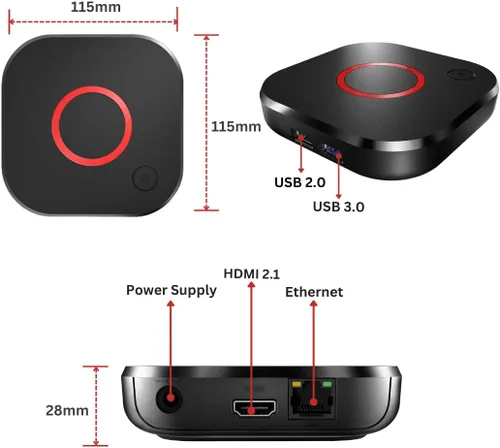 Vista 7 de Raxxio MAG544w3 Set-Top Box - Reproductor multimedia de transmisión 4K HDR, salida HDR 4K, Amlogic S905Y4, Linux 4.9, Wi-Fi de doble banda, cable
