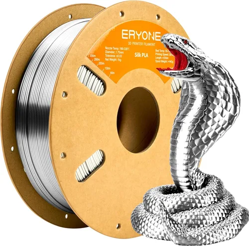 Vista 46 de ERYONE Filamento de ácido poliláctico (PLA) de seda bicolor para impresora 3D, de 1.75 mm +/- 0.03 mm, carrete de cartón de 1 kg (2.2 libras), negro