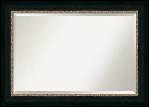 Vista 19 de Amanti Art Espejo de baño de bronce para sobre fregadero, 28 x 22 pulgadas, espejo rectangular estrecho de bronce claro Blaine, marco moderno medio