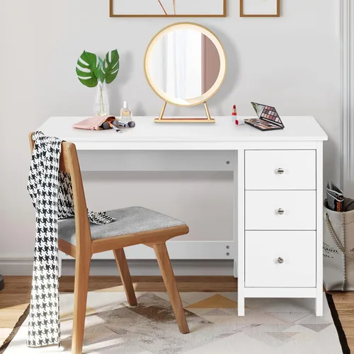 Vista 2 de Escritorio para computadora con cajones, estación de trabajo para computadora de oficina en casa, 48 x 20 x 29.5 pulgadas, modernos escritorios