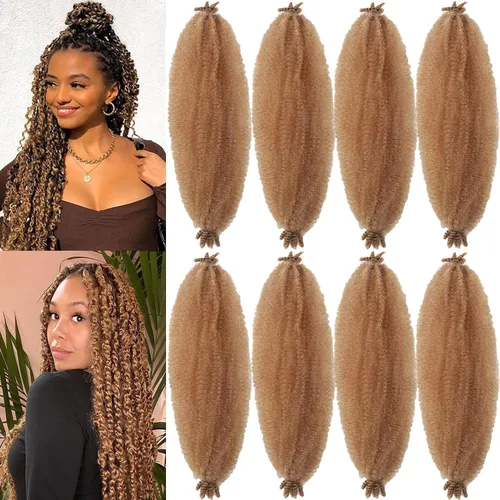 Vista 64 de 3 paquetes de cabello rizado afro elástico de 10 pulgadas, cabello trenzado Marley Twist 1B preseparado de ganchillo sintético suave para rastas