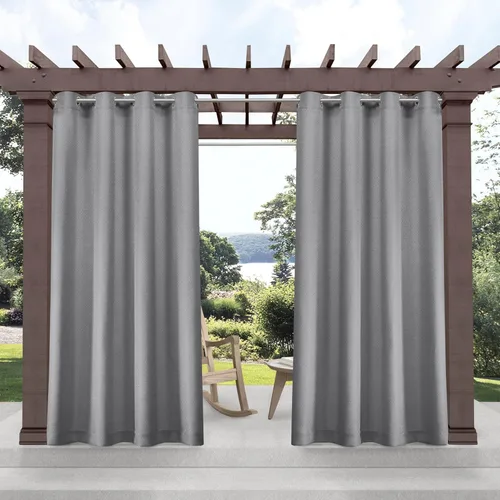 Vista 11 de Exclusivas cortinas para el hogar, para interiores y exteriores, con textura de dos tonos y ojales en la parte superior