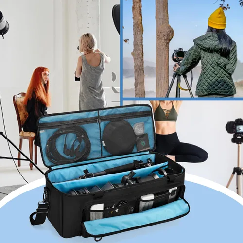 Vista 7 de samdew Bolsa de Viaje para Trípode de 30'', Estuche para Equipo de Estudio Fotográfico con Hebillas Seguras y Bolsillo de Almacenamiento