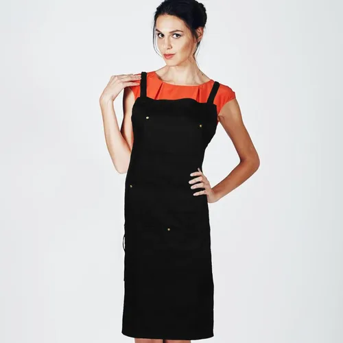 Vista 6 de Lurrose Waterproof Kitchen Apron with Pockets Heavy-Duty Canvas Work Apron for Men and Women Suitable for Nail Salon Restaurant and Home Use