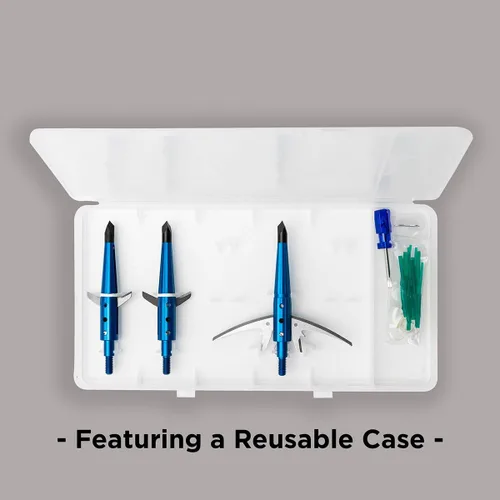 Vista 3 de Swhacker Cabezales anchos Levi Morgan Series de 2 cuchillas con bloqueo de hoja, corte de 2.5 pulgadas, azul, paquete de 3 Función de bloqueo