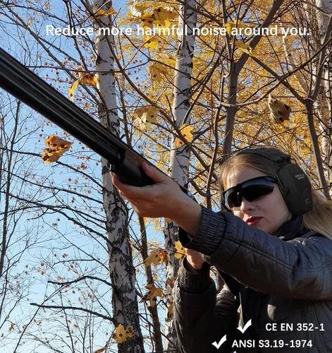 Vista 6 de PROHEAR 016 Protección Auditiva Orejeras de Seguridad para Tiro, NRR 26dB Reducción de Ruido Protector Auditivo Pasivo Delgado con Copas Auriculares