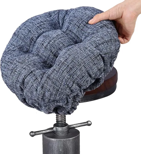 Vista 23 de SINOSSO Cojín moderno para taburete de bar de diámetro 14, diseño de entretejido de moda, antideslizante, de silicona, redondo, funda de cojín Beige