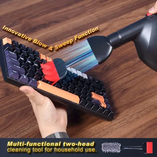 Vista 3 de Plumero eléctrico para electrónica, limpiador de teclado de alta potencia de 500 W, 101.7 ft/s, soplador de aire inalámbrico reutilizable