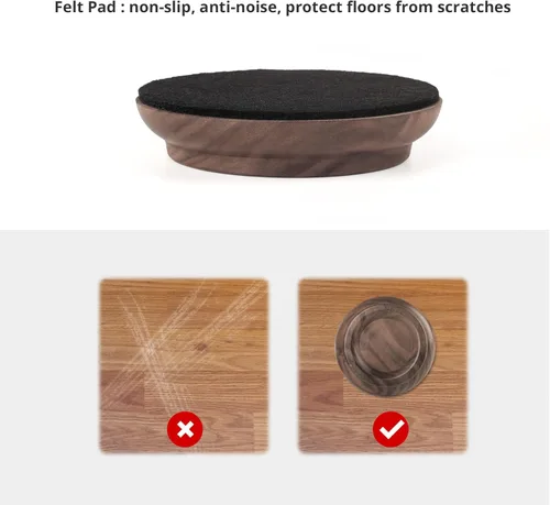 Vista 4 de Copas verticales para piano de madera de nogal negro, 4 almohadillas de fieltro antideslizantes a prueba de humedad y ruido para protectores