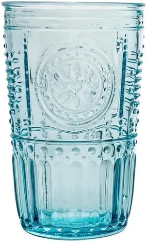 Vista 6 de Bormioli Rocco Romántico juego de 6 vasos enfriadores, 16 onzas, cristal de color, azul claro, fabricado en Italia.