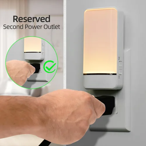 Vista 5 de Dawnrise Luces nocturnas enchufables a la pared, luz nocturna con sensor de movimiento invisible, blanco cálido o frío suave, seleccionable, brillo