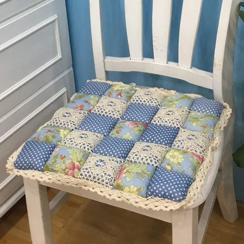 vctops Cojín de silla con borde de encaje acolchado con lazos, sin deslizamiento, con estampado floral de granja, para cocina y comedor (51x16 203.1