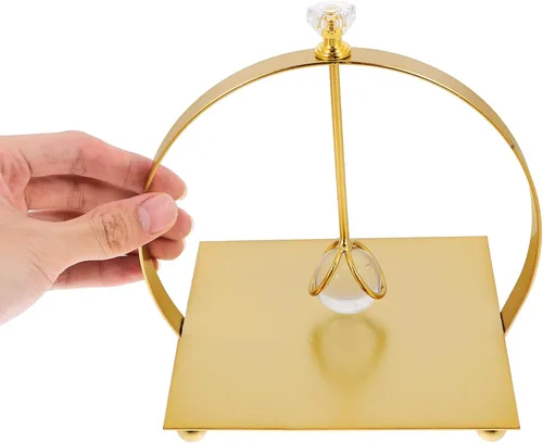 Vista 3 de UPKOCH Metal Napkin Holder with Weighted Arm, Modern Paper Hand Towel Holder for Kitchen and Dining Table, Gold Arc-shaped Iron Napkin Dispenser for
