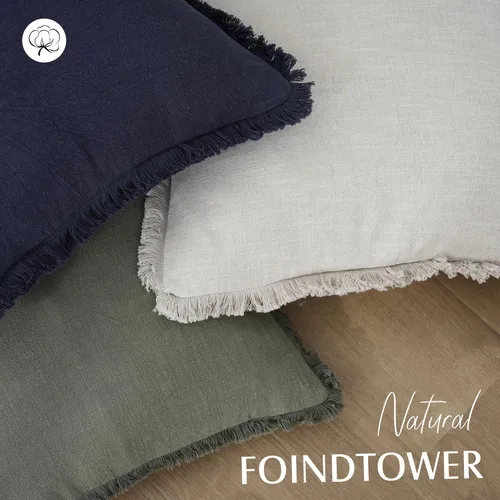 Vista 4 de Foindtower Juego de 2 fundas de cojín decorativas de lino con flecos, acogedora funda de cojín bohemia con borlas, funda de almohada decorativa