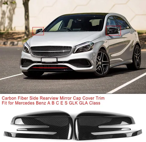 Vista 6 de Cubiertas para espejo retrovisor, 1 par de lados izquierdo y derecho, cubierta de espejo de puerta de fibra de carbono para espejo retrovisor
