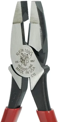 Vista 4 de Alicates de corte lateral Klein Tools HD2000-9NE para Lineman Cortan ACSR, hechos en EE. UU., tornillos, clavos, alambre duro, alicates eléctricos