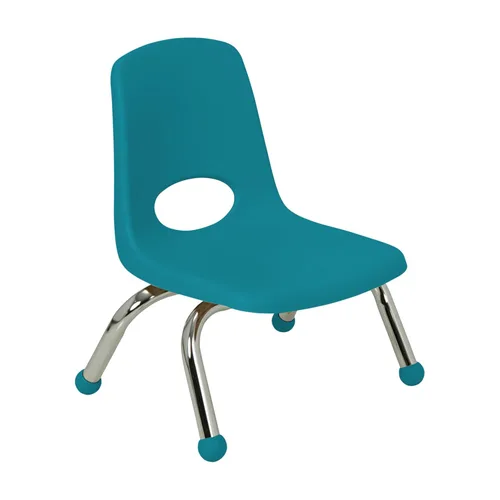 Vista 17 de FDP 11559-SD - Silla escolar apilable de 16 pulgadas, asiento apilable para estudiantes con patas de acero cromado y deslizadores de bolas