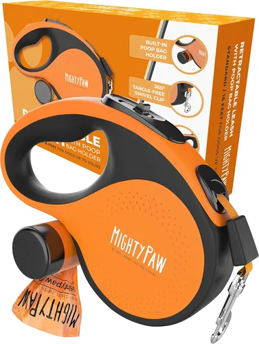 Vista 10 de Correa retráctil Mighty Paw con soporte incorporado para bolsas de excremento Correa retráctil para perros de 16' de largo para perros pequeños