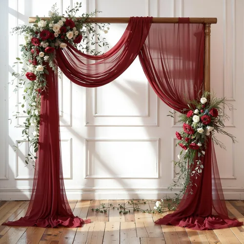 Vista 12 de Tela drapeada para arco de boda, 1 panel de 18 pies, cortina de telón de fondo transparente azul bebé, cortina de gasa para boda, arco, ceremonia