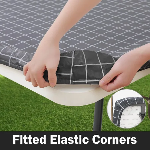 Vista 332 de Mantel rectangular, manteles de plástico elásticos ajustables con parte trasera de franela para mesas de 4 pies, manteles de vinilo impermeables