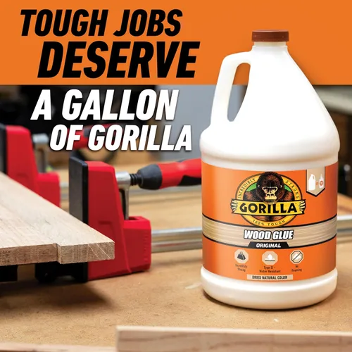 Vista 5 de Pegamento para madera Gorilla, color natural de madera, 1 galón (paquete de 1) - Resistente al agua para proyectos y reparaciones
