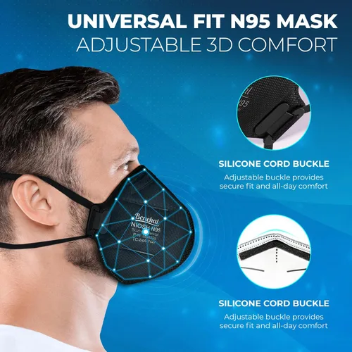 Vista 2 de benehal N95 Masks for Adults - NIOSH-Approved Individually Wrapped Reusable N95 Face Masks- 95% Filtration for Easy Breathing