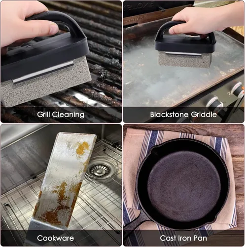Vista 6 de Blackstone - Bloque de ladrillos de limpieza de parrilla resistente, ladrillos de piedra, antiarañazos, parte superior plana, limpiador de parrilla