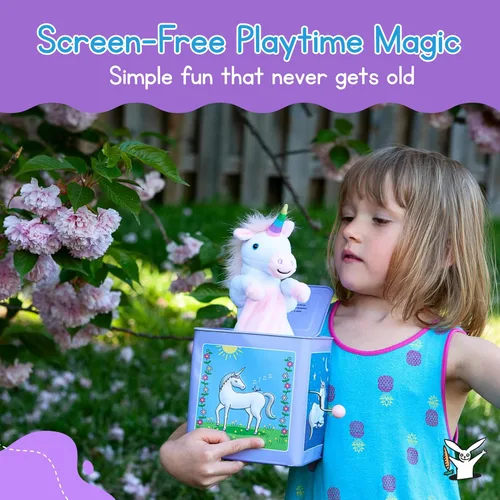 Vista 8 de Jack Rabbit Creations - Juguete Jack in The Box, muñeco sorpresa de unicornio