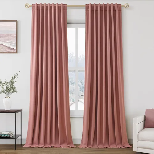 Vista 64 de Cortinas de lino verde aguamarina de 102 pulgadas de largo con pestaña trasera, bolsillo para barra, cortinas de lino opacas que absorben el sonido