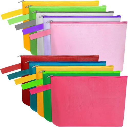 Vista 52 de 10 bolsas de maquillaje de lona de algodón con parte inferior y correa, bolsa de cosméticos multiusos con cremallera, bolsa de aseo de viaje, bolsa