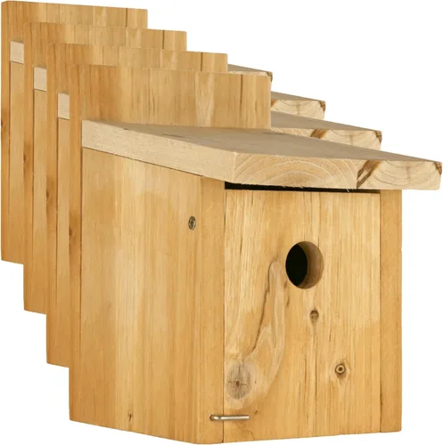 Vista 7 de Nature's Way Caja de cedro Wren House con puerta limpia, casa de pájaros silvestres y decoración al aire libre, marrón