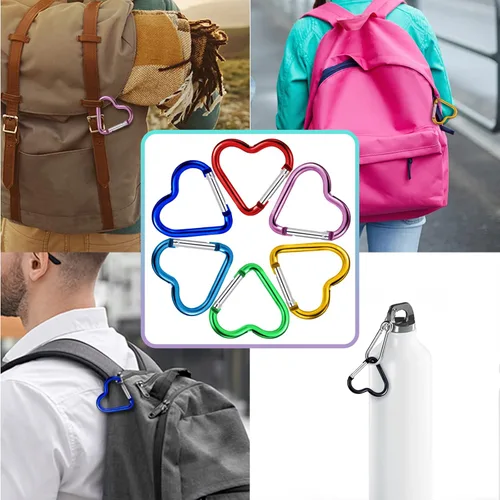 Vista 7 de Clip de llavero en forma de corazón Clip de llavero de aleación de aluminio Gancho de resorte Gancho cargado para exteriores