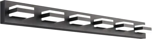Vista 22 de SOLFART Luces de tocador de baño negras regulables LED modernas sobre el espejo, iluminación de baño negra para la pared del baño S8568 (5 luces)