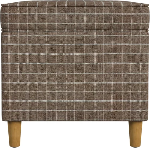 Vista 103 de Spatial Order Decoración del hogar Otomana tapizada mediana rectangular de almacenamiento Otomana con tapa con bisagras con almacenamiento