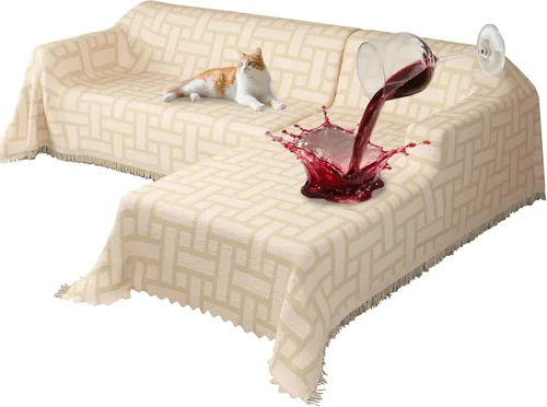 Vista 12 de Fundas de Sofá Seccional para Sofá Seccional 100% Impermeable Funda de Sofá en Forma de L Manta Amigable para Perros y Mascotas 2 piezas de Chenille