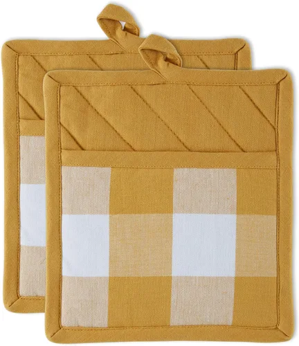 Vista 27 de DII Buffalo Check Kitchen Collection, juego de cocina clásico de granja, guante de horno, rojo y negro, 2 piezas