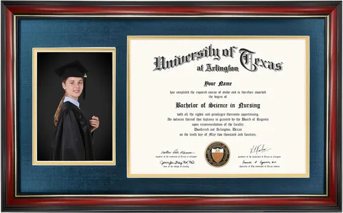 Vista 20 de GraduationMall Marco de diploma de caoba de 11 x 17 pulgadas con soporte de borla para documentos de certificado de 8.5 x 11, vidrio real, paspartú