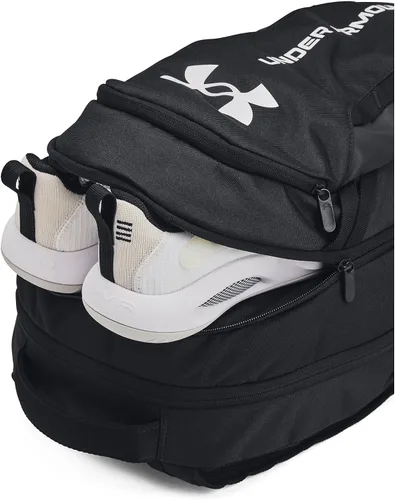 Vista 6 de Under Armour Mochila Hustle 6.0 unisex para adultos (002) Negro / Negro / Blanco