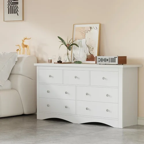 Vista 66 de Furmax Cómoda para dormitorio, 5 cajones de madera, cómoda, para TV de hasta 65 pulgadas, mueble de almacenamiento para TV para pasillo y entrada