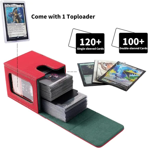 Vista 3 de Venssu MTG - Caja de cubierta para pantalla Commander, caja de cartas para 100 tarjetas de doble funda, TCG con 2 divisores y 1 cargador superior